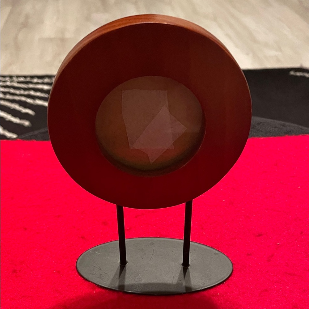 Round Wooden Photo Frame on Stand